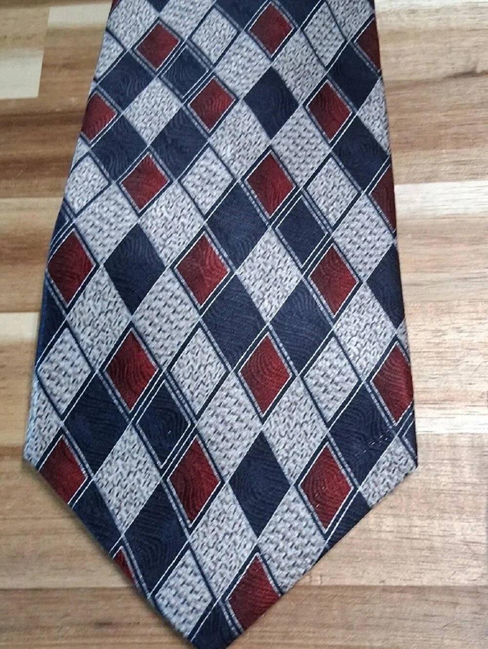 3 Pierre Cardin Neckties Classic Office Style Geometric Abstract Red Blue Grey
